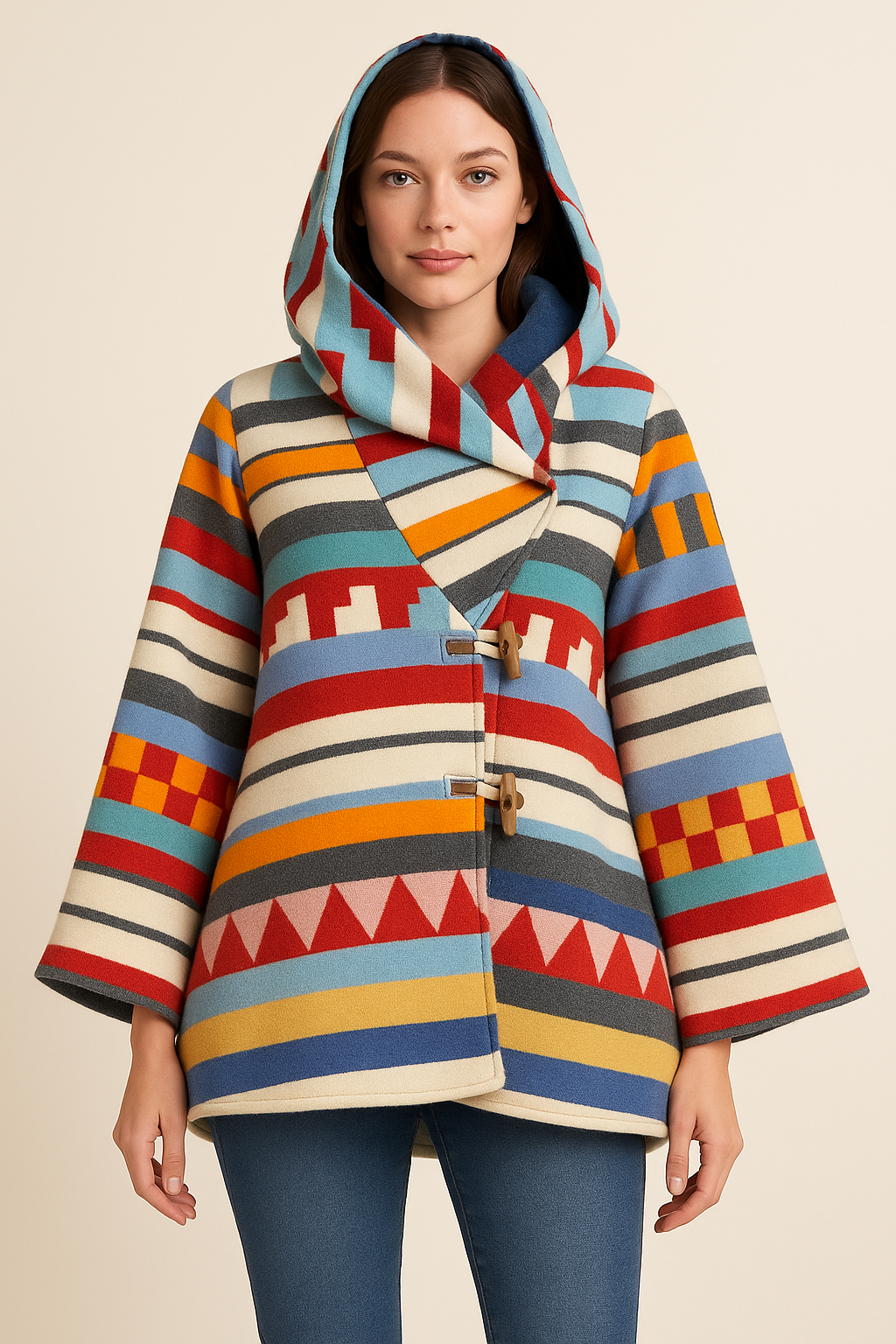 Pinnacle Vista. Stylish wool poncho for casual and outdoor wear