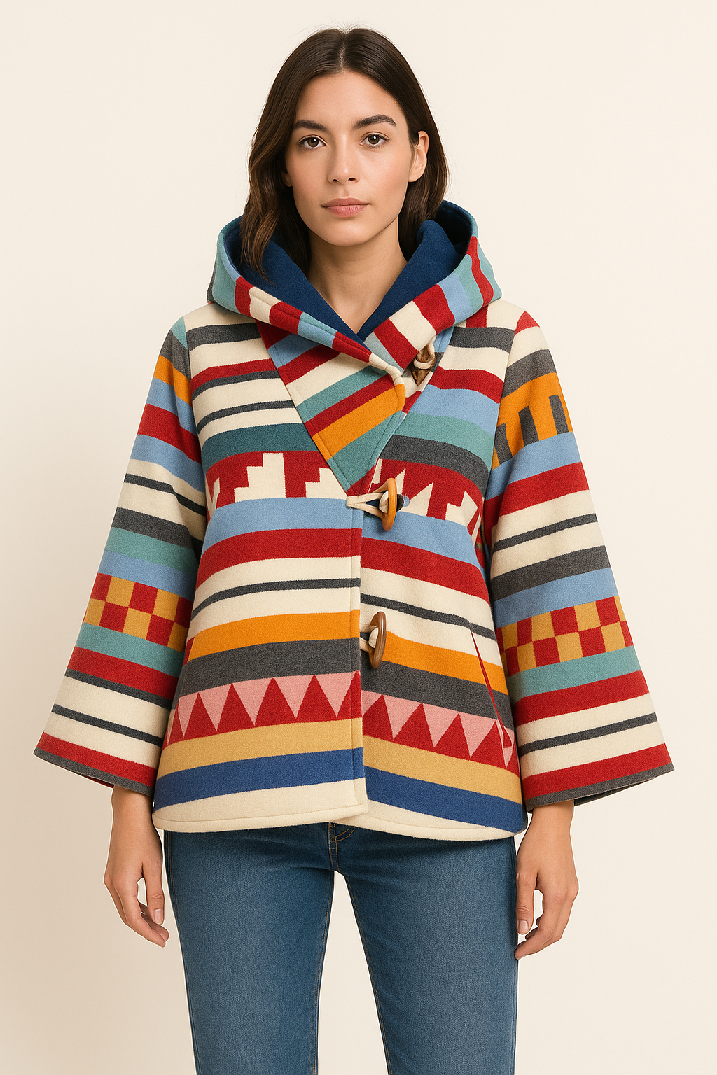 Modern design wool poncho for street style