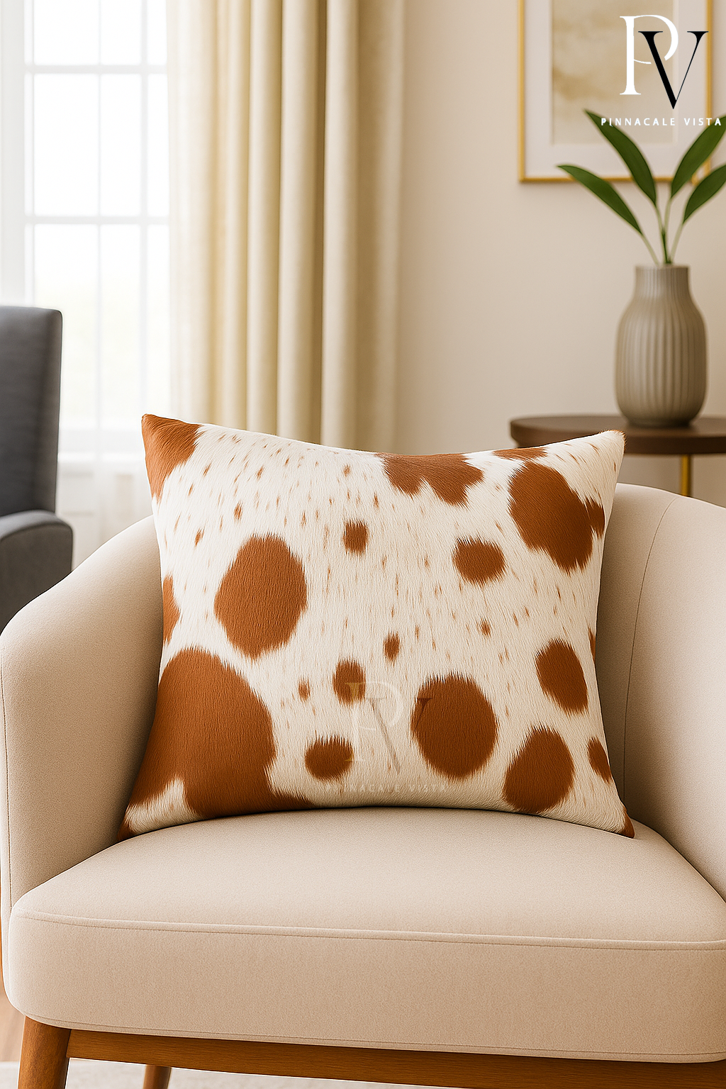 Brown & White Cowhide Pillow Covers – 16x16” Genuine Brazilian Leather Cushion Case | Hair-on Hide Rustic Modern Decor by Pinnacale Vista