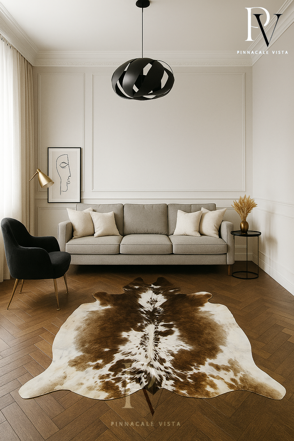 Real Brazilian Brindle Cowhide Rug – Large Exotic Natural Cowskin Leather Area Rug 32.94 Sqft | Rustic Farmhouse Decor by PinnacleVista