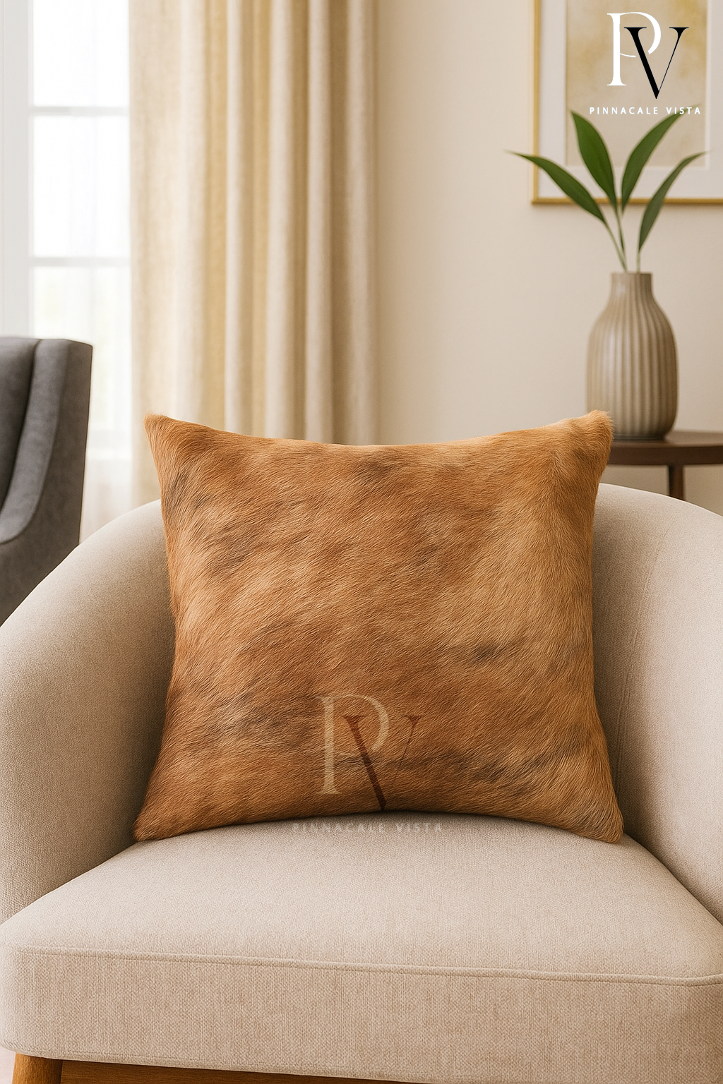 Brindle Cowhide Pillow Covers – 16x16” Handmade Brazilian Leather Cushion Cover | Rustic Hair-on Hide Throw Pillow Case by Pinnacale Vista