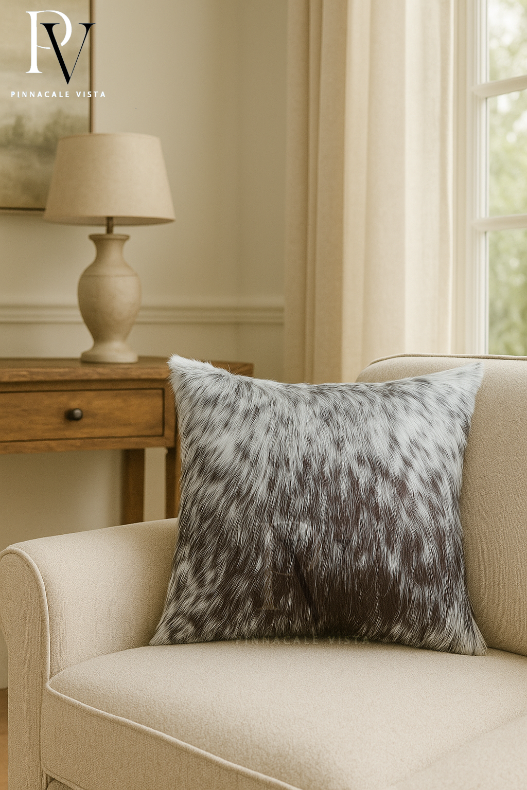 Tricolor Brown & White Cowhide Pillow Covers – 16x16” Genuine Brazilian Leather Cushion Case | Hair-on Hide Rustic Modern Decor by Pinnacle Vista