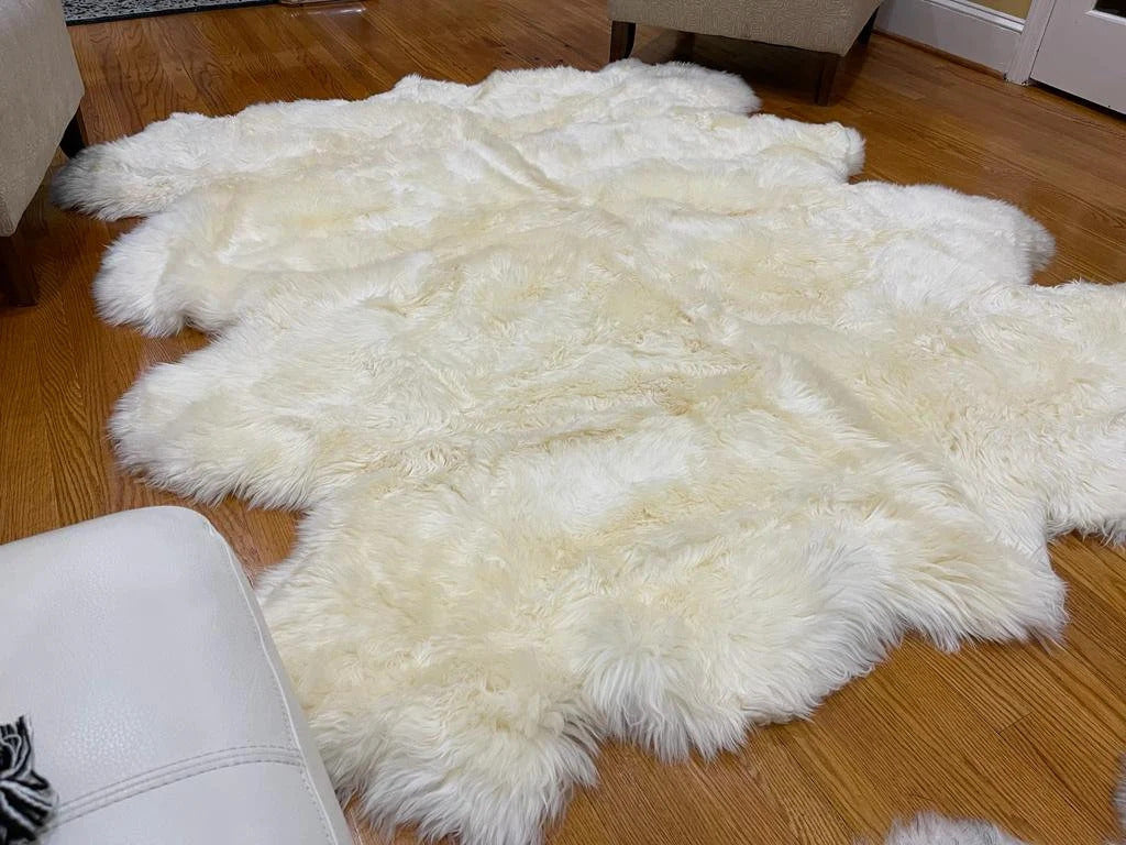 Giant Creamy White Icelandic Sheepskin Rug 75"x75" | Octo Fur Throw | Eco Wool | Luxury Pelt – PinnacleVista