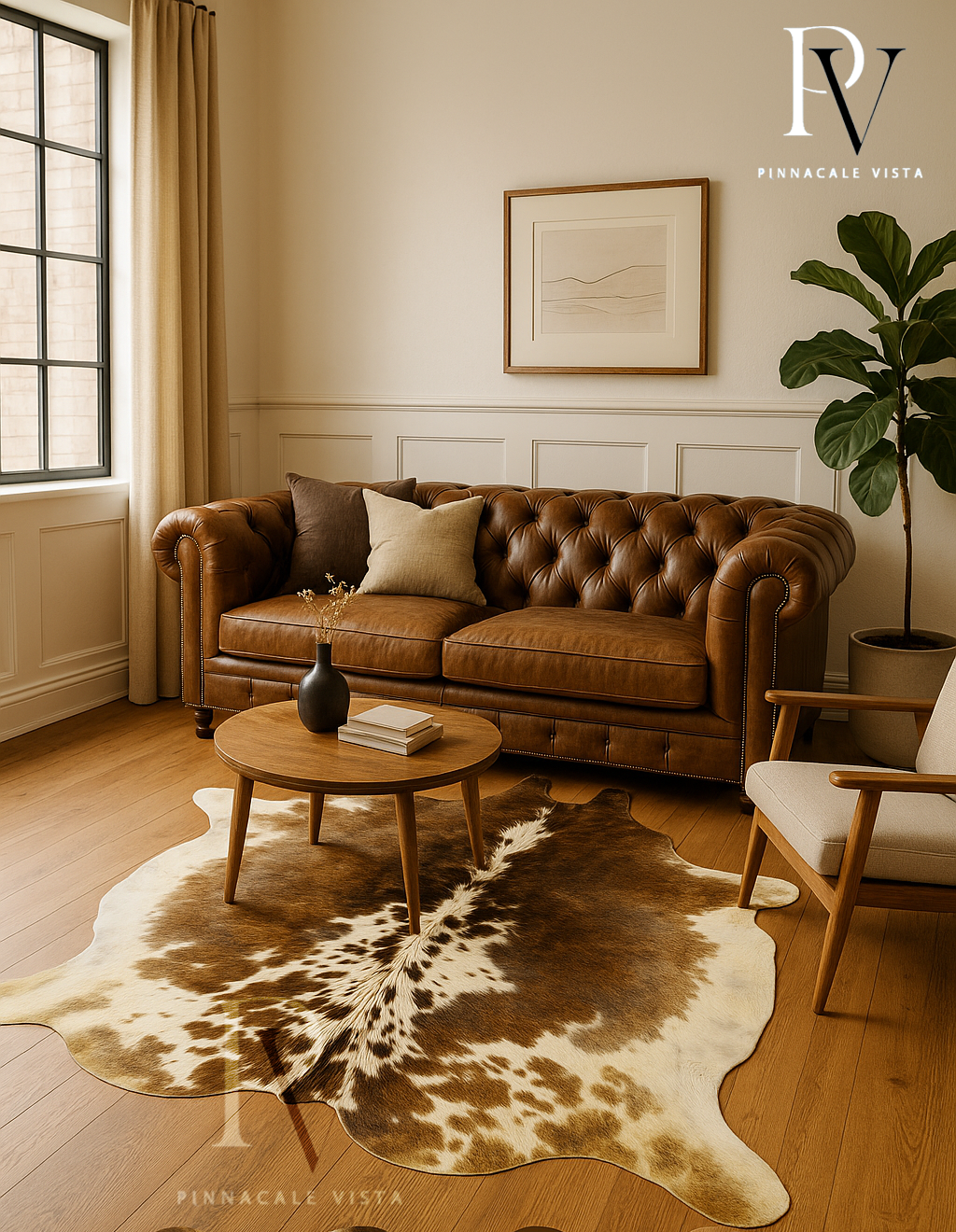 Real Brazilian Brindle Cowhide Rug – Large Exotic Natural Cowskin Leather Area Rug 32.94 Sqft | Rustic Farmhouse Decor by PinnacleVista
