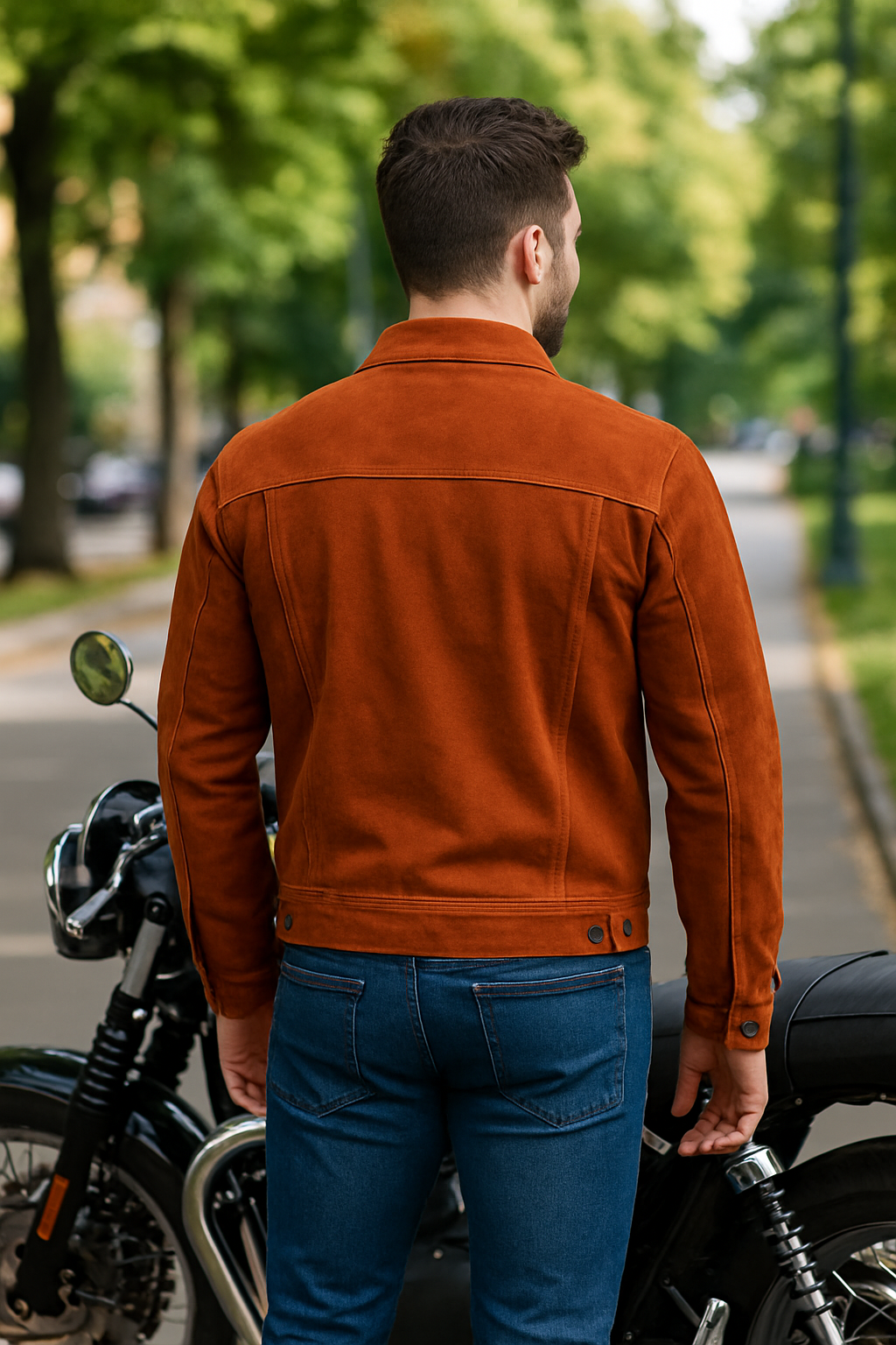 Men’s Brown Suede Leather Trucker Jacket – 100% Genuine Handmade Casual Coat | Pinnacle Vista