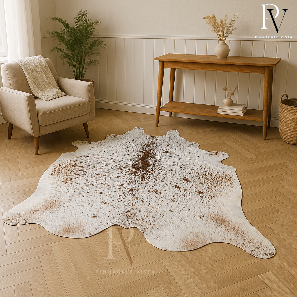 Real Brazilian Tricolor Cowhide Rug – Authentic Natural Cowskin Leather Area Rug 31.8 Sqft | Rustic Modern Decor by PinnacleVista
