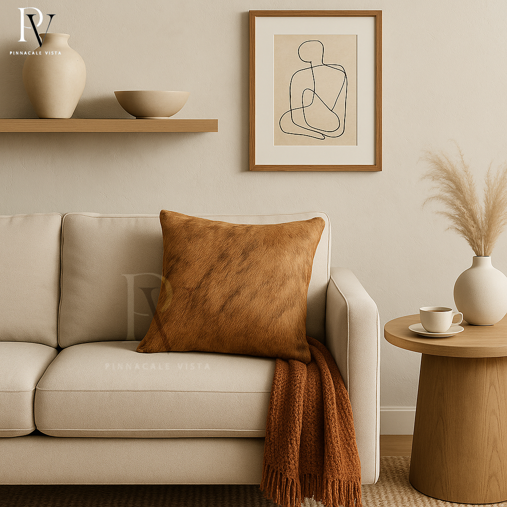 Brindle Cowhide Pillow Covers – 16x16” Handmade Brazilian Leather Cushion Cover | Rustic Hair-on Hide Throw Pillow Case by Pinnacale Vista
