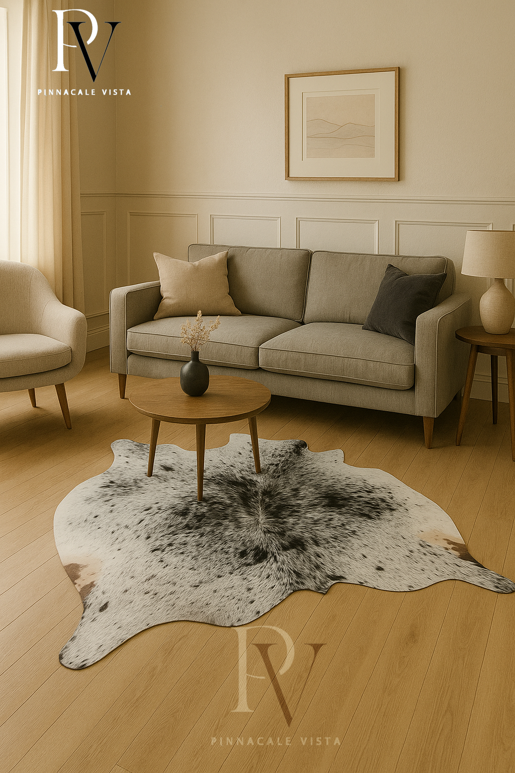 EXOTIC Brazilian Tricolor Cowhide Rug – Genuine Hair-On Leather Area Carpet | 5.9x4.7 ft Cowskin Floor Rug | Natural Home Décor by Pinnacale Vista