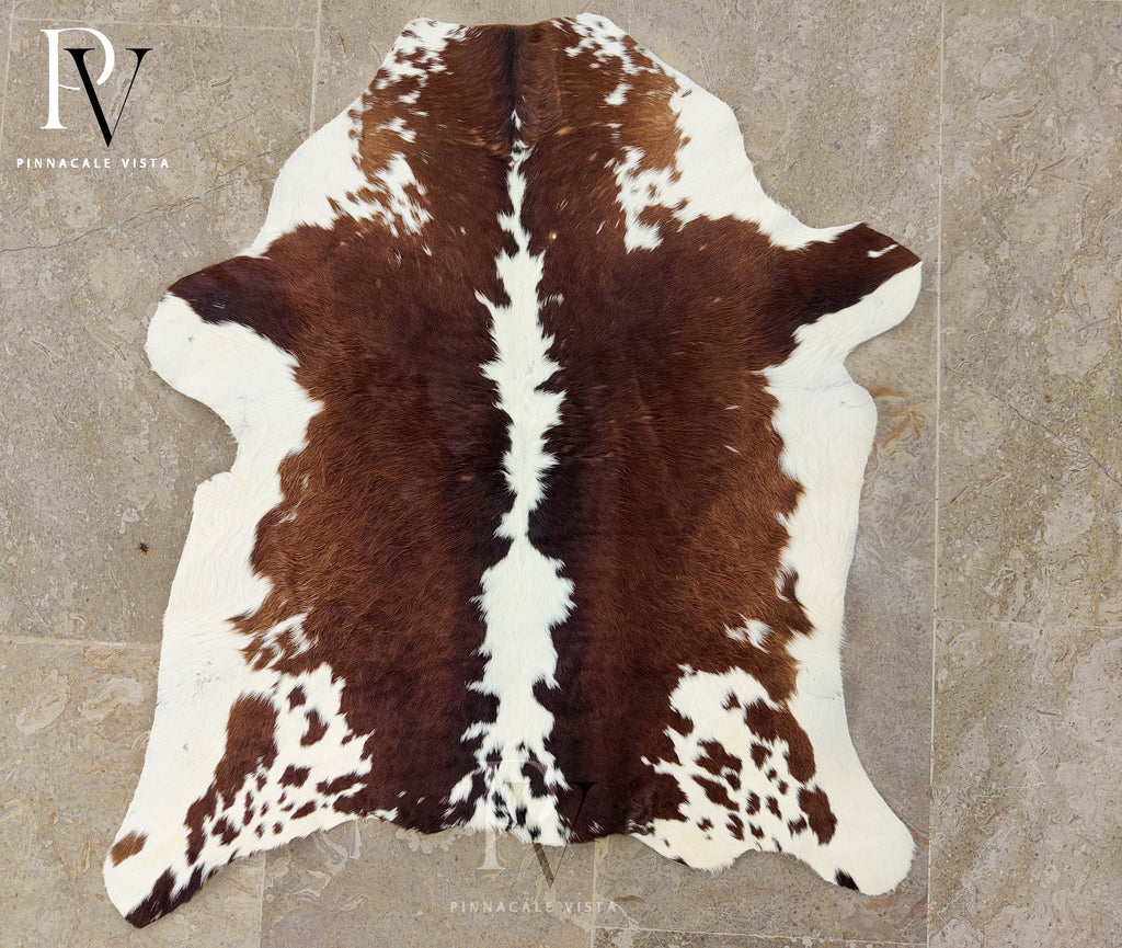 Brazilian Tricolor Calfhide Rug – 100% Real Small Cowhide Leather Area Rug 6.9 Sqft | Exotic Hair-on-Hide Accent Decor by PinnacleVista