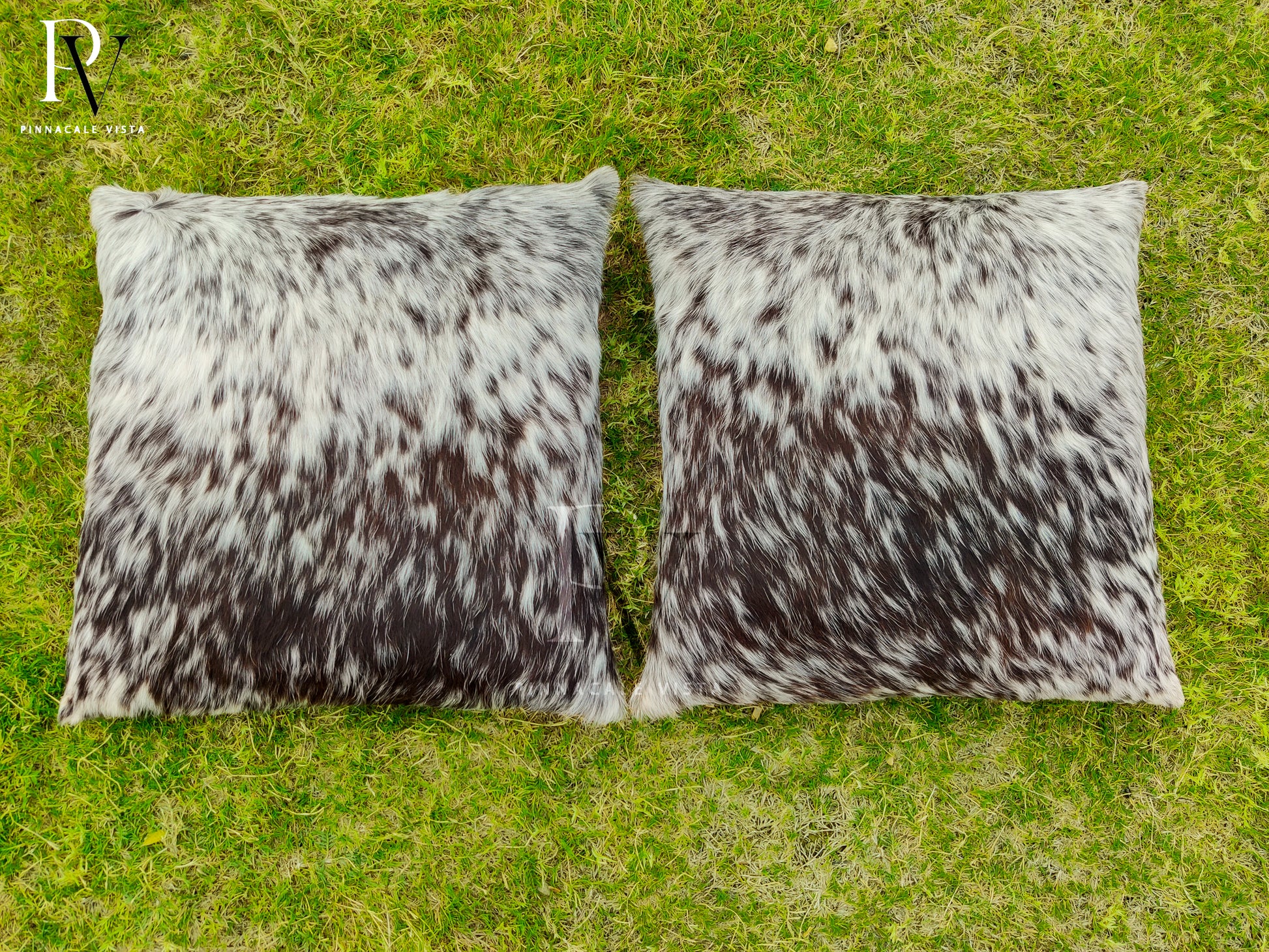 Tricolor Brown & White Cowhide Pillow Covers – 16x16” Genuine Brazilian Leather Cushion Case | Hair-on Hide Rustic Modern Decor by Pinnacle Vista