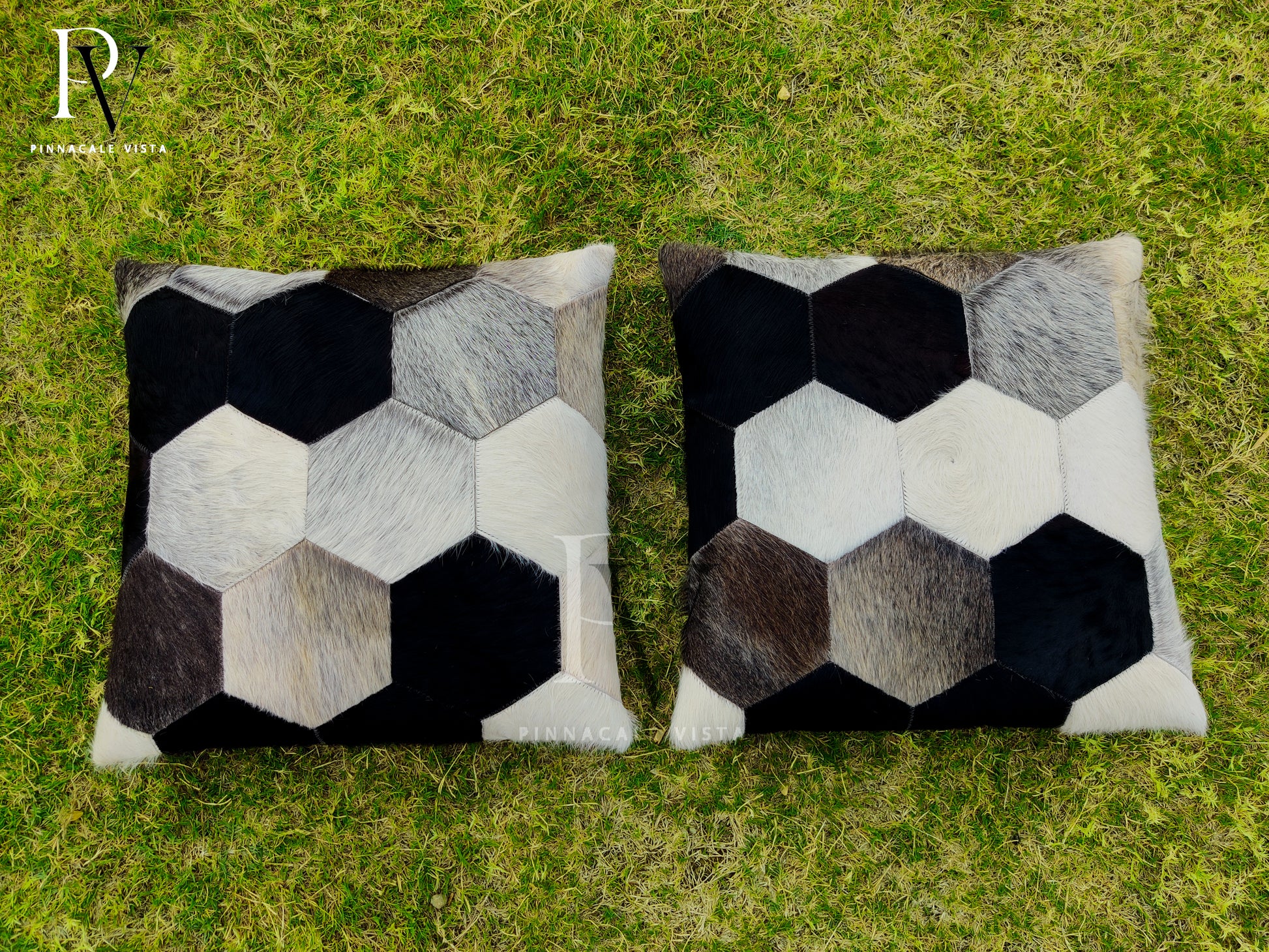 Tricolor Patchwork Cowhide Pillow Covers – 16x16” Real Brazilian Leather Cushion | Rustic Hair-on-Hide Throw Pillow by Pinnacle Vista
