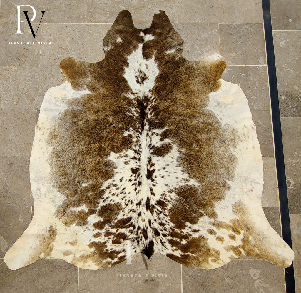 Real Brazilian Brindle Cowhide Rug – Large Exotic Natural Cowskin Leather Area Rug 32.94 Sqft | Rustic Farmhouse Decor by PinnacleVista