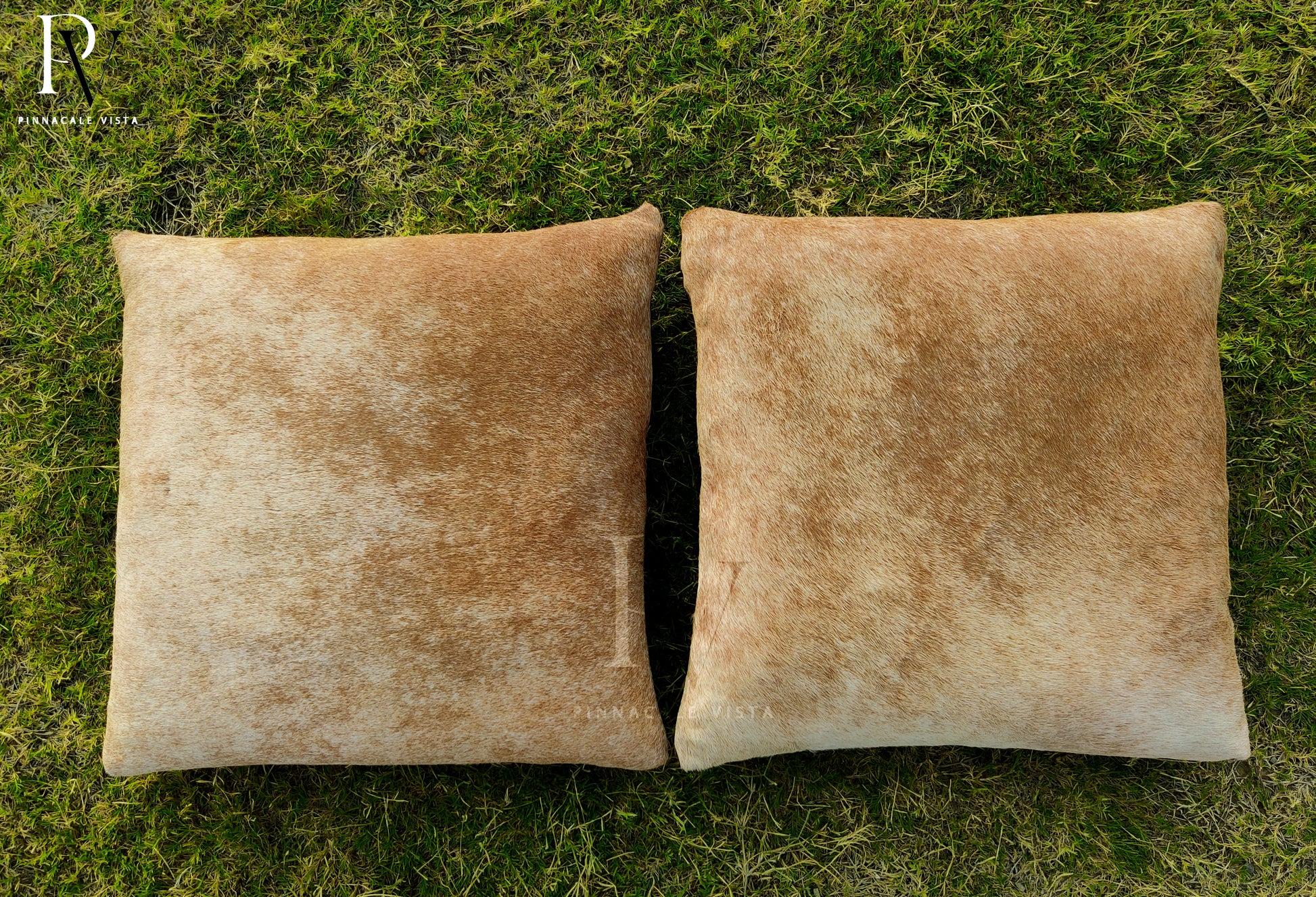 Brown & White Cowhide Pillow Covers – 16x16” Genuine Brazilian Leather Cushion Case | Hair-on Hide Rustic Modern Decor by Pinnacale Vista