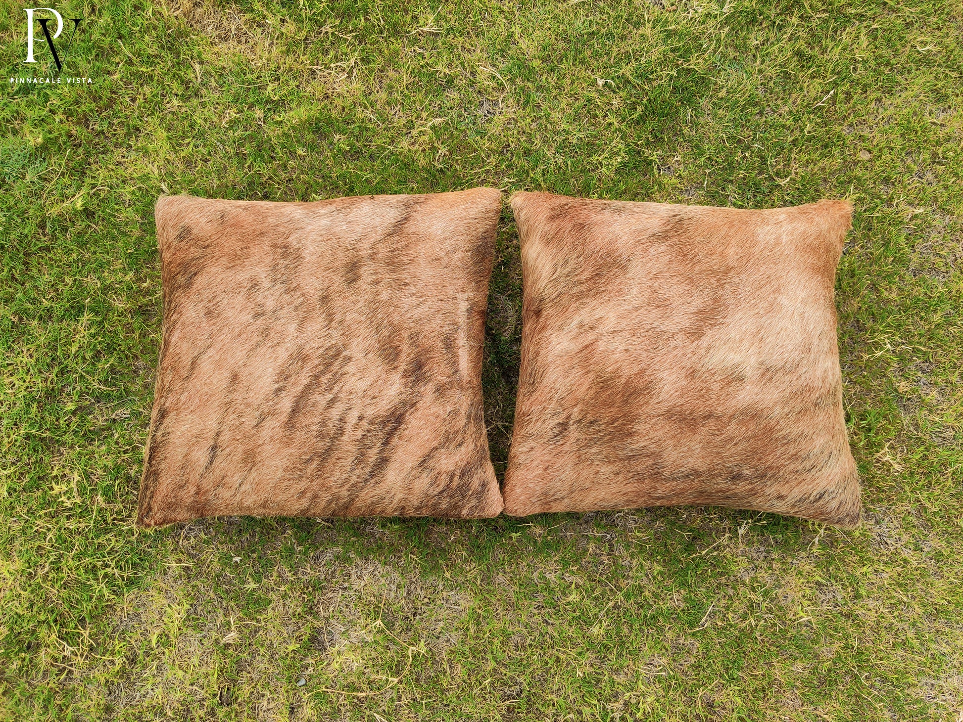 Brindle Cowhide Pillow Covers – 16x16” Handmade Brazilian Leather Cushion Cover | Rustic Hair-on Hide Throw Pillow Case by Pinnacale Vista
