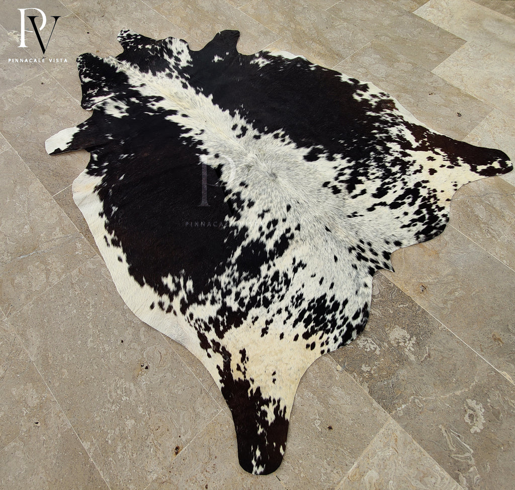 Genuine Brazilian Tricolor Cowhide Rug – Natural Hair-On Leather Area Rug 24.51 Sqft | Rustic & Modern Home Décor by Pinnacale Vista