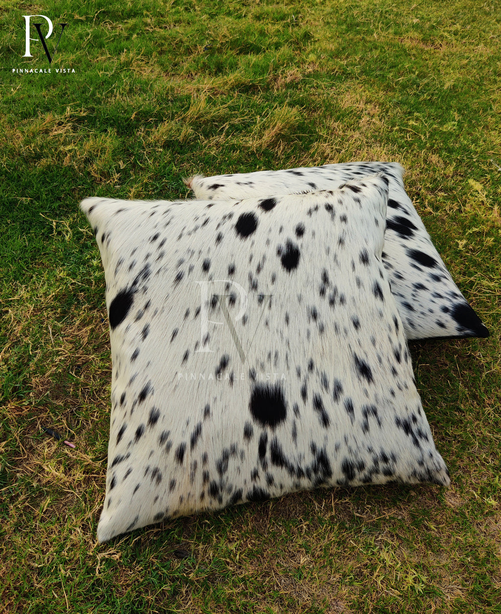 Black & White Cowhide Pillow Covers – 16x16” Handmade Brazilian Hair-on Leather Cushion Cover | Rustic Modern Throw Pillow by Pinnacale Vista