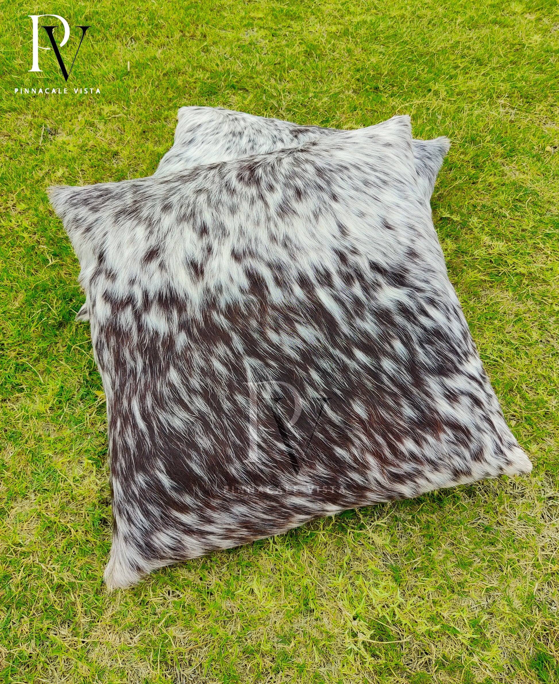 Tricolor Brown & White Cowhide Pillow Covers – 16x16” Genuine Brazilian Leather Cushion Case | Hair-on Hide Rustic Modern Decor by Pinnacle Vista