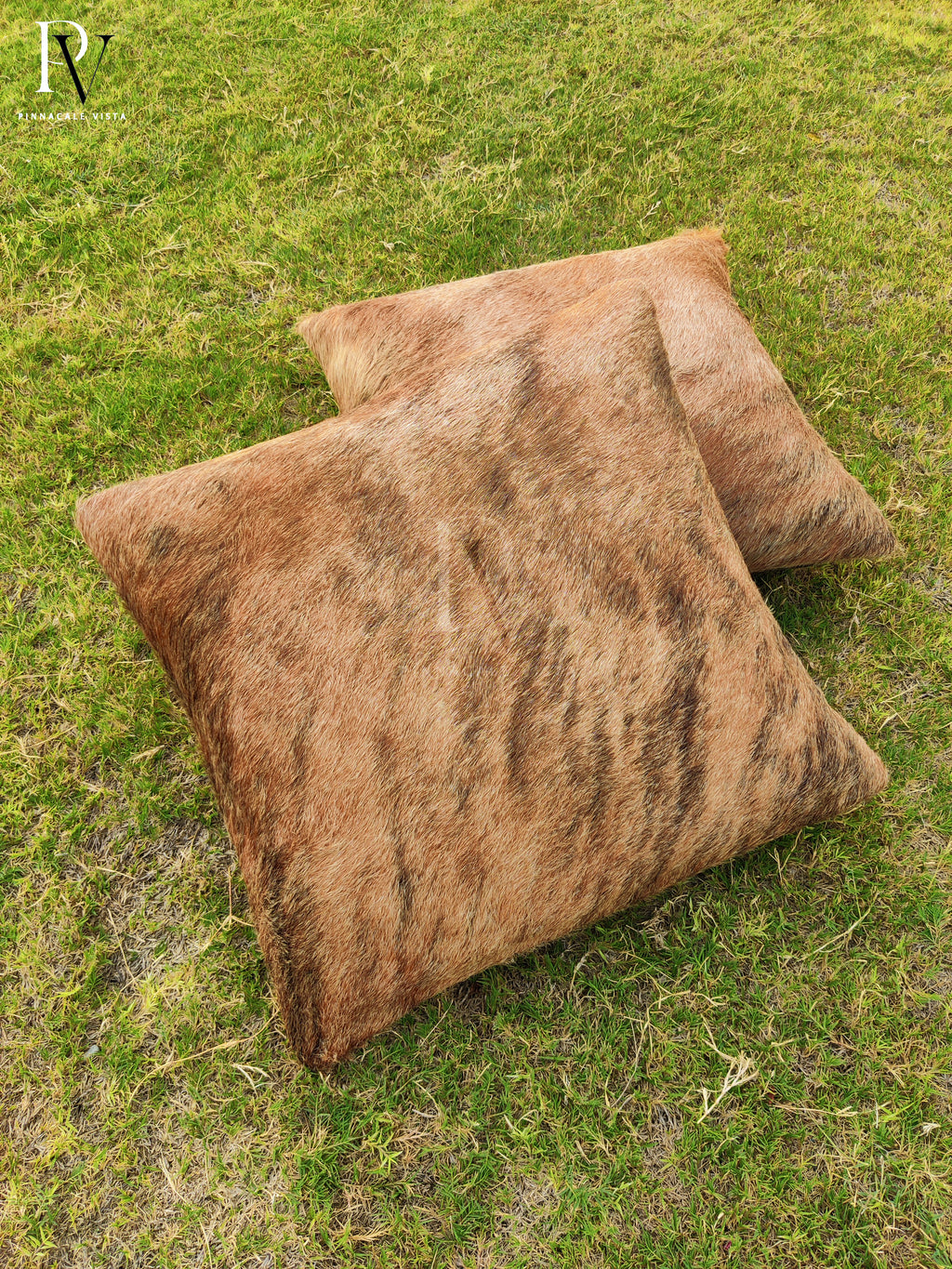 Brindle Cowhide Pillow Covers – 16x16” Handmade Brazilian Leather Cushion Cover | Rustic Hair-on Hide Throw Pillow Case by Pinnacale Vista