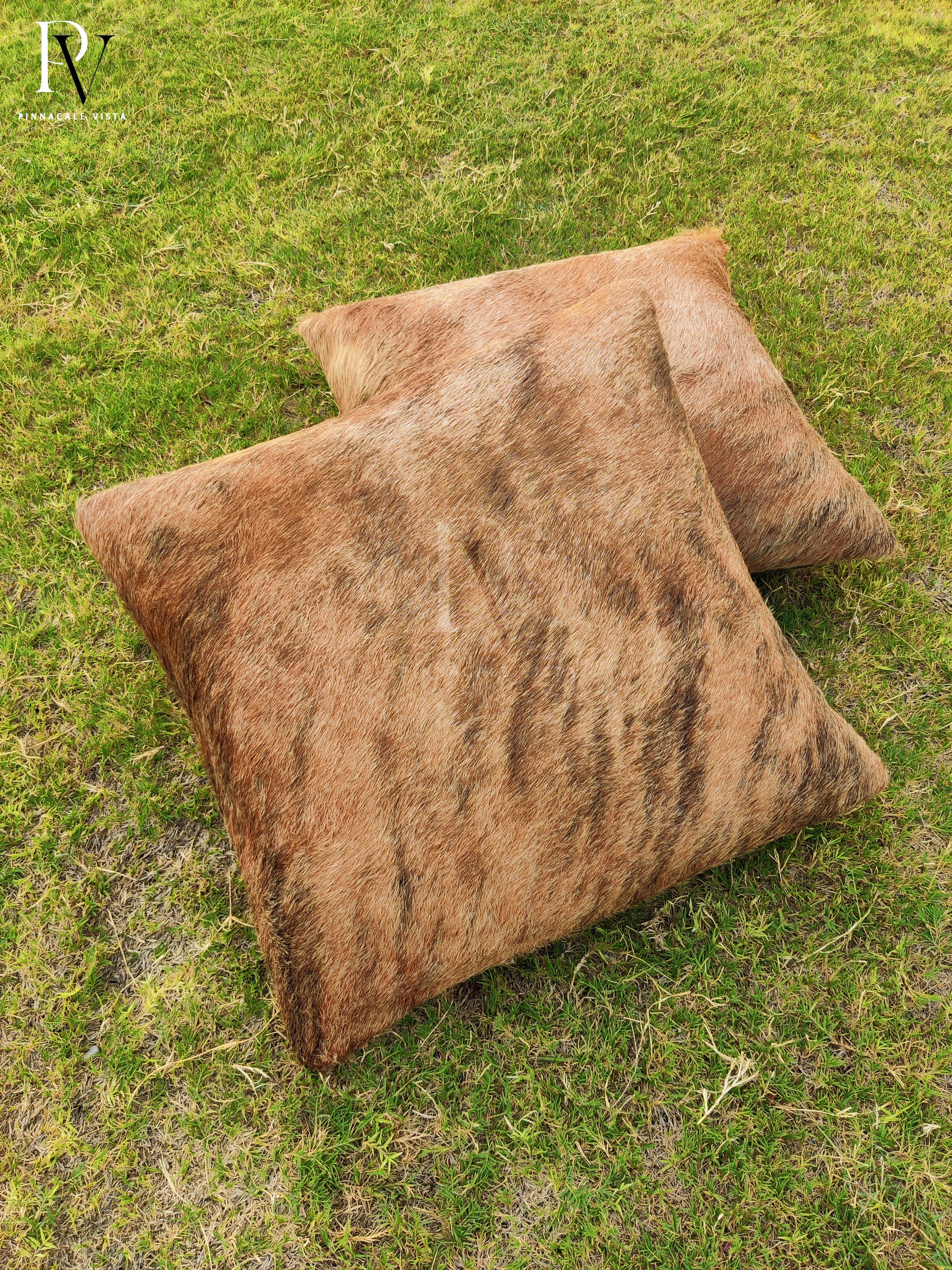Brindle Cowhide Pillow Covers – 16x16” Handmade Brazilian Leather Cushion Cover | Rustic Hair-on Hide Throw Pillow Case by Pinnacale Vista