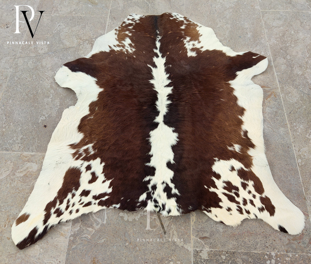 Brazilian Tricolor Calfhide Rug – 100% Real Small Cowhide Leather Area Rug 6.9 Sqft | Exotic Hair-on-Hide Accent Decor by PinnacleVista
