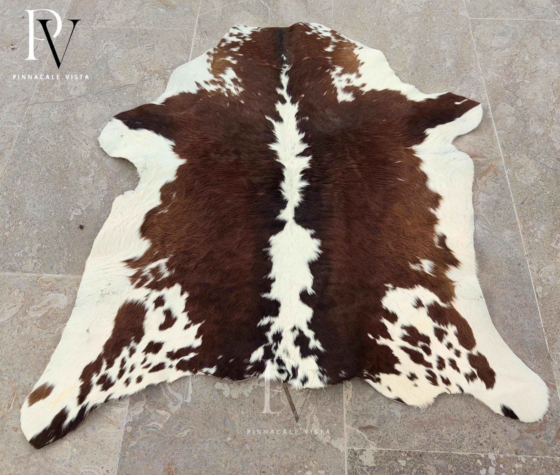 Brazilian Tricolor Calfhide Rug – 100% Real Small Cowhide Leather Area Rug 6.9 Sqft | Exotic Hair-on-Hide Accent Decor by PinnacleVista