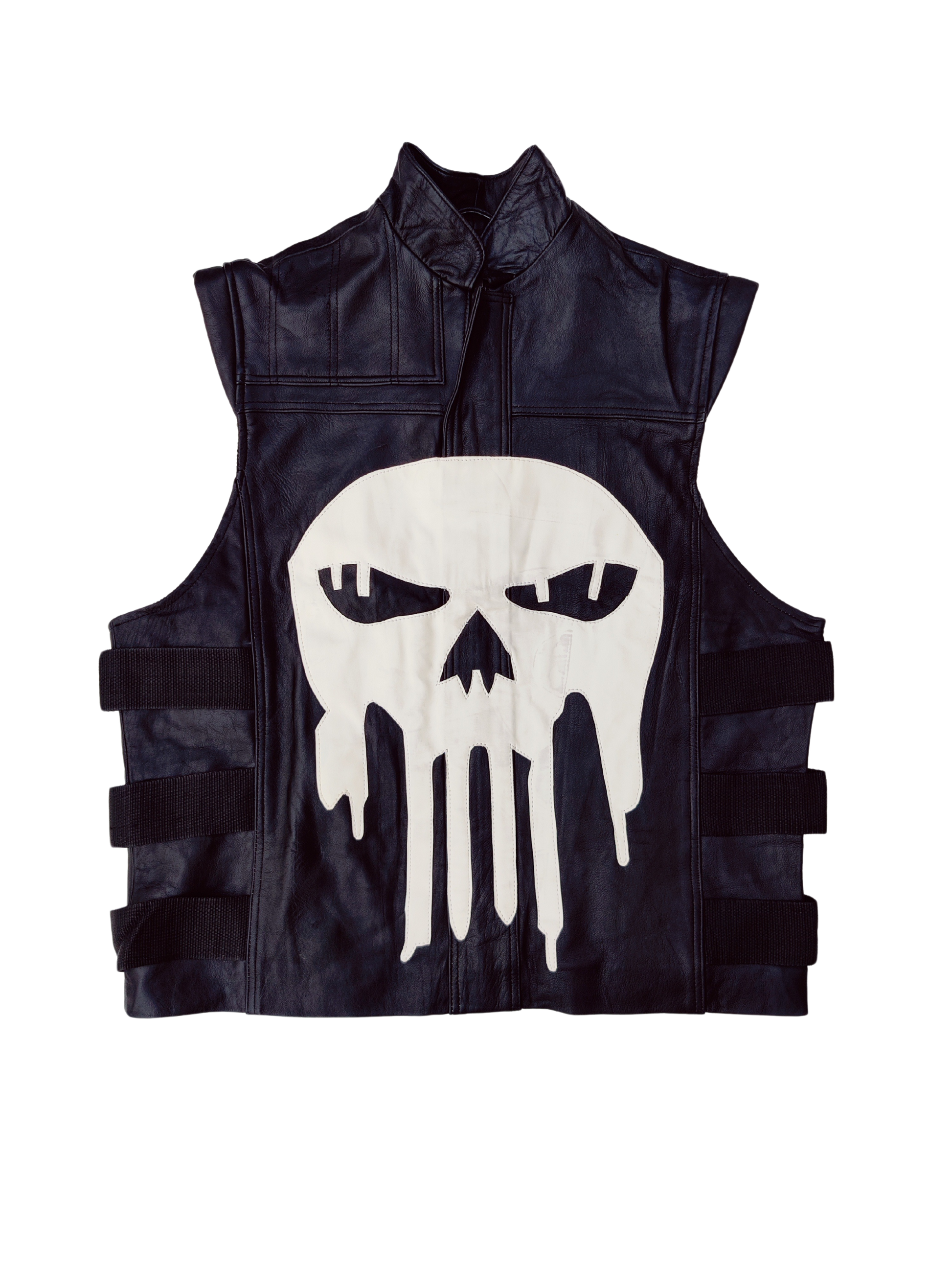 Men's Tactical Punisher Skull Leather Vest – John Bernthal Inspired Biker Jacket | Pinnacle Vista