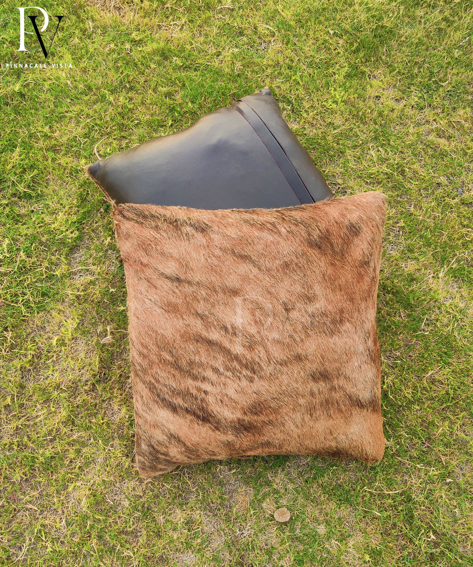 Brindle Cowhide Pillow Covers – 16x16” Handmade Brazilian Leather Cushion Cover | Rustic Hair-on Hide Throw Pillow Case by Pinnacale Vista