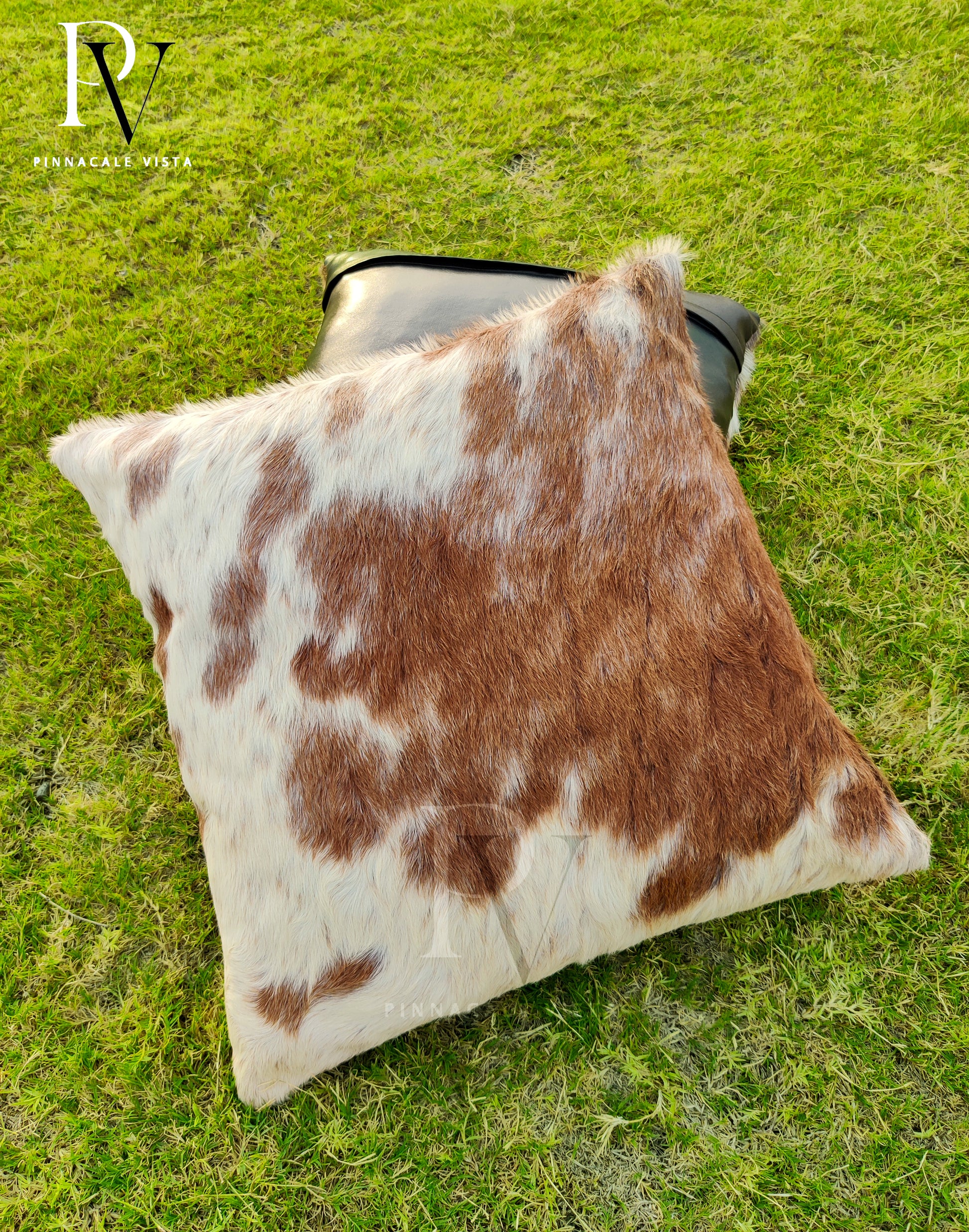 Tricolor Brown & White Cowhide Pillow Covers – 16x16” Genuine Brazilian Leather Cushion Case | Hair-on Hide Rustic Modern Decor by Pinnacle Vista