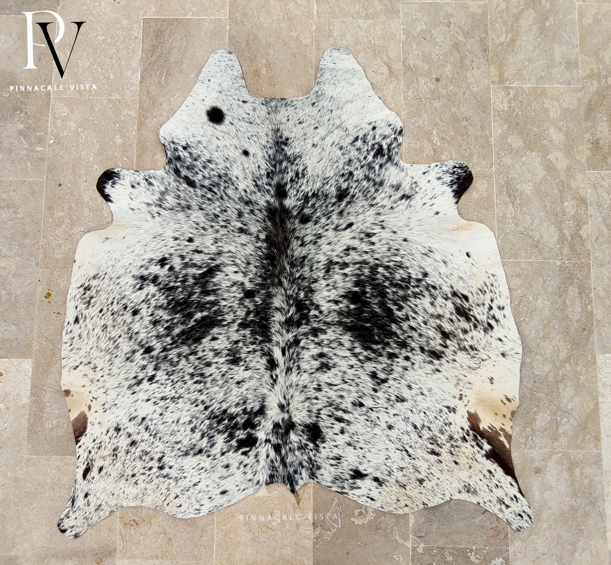 EXOTIC Brazilian Tricolor Cowhide Rug – Genuine Hair-On Leather Area Carpet | 5.9x4.7 ft Cowskin Floor Rug | Natural Home Décor by Pinnacale Vista