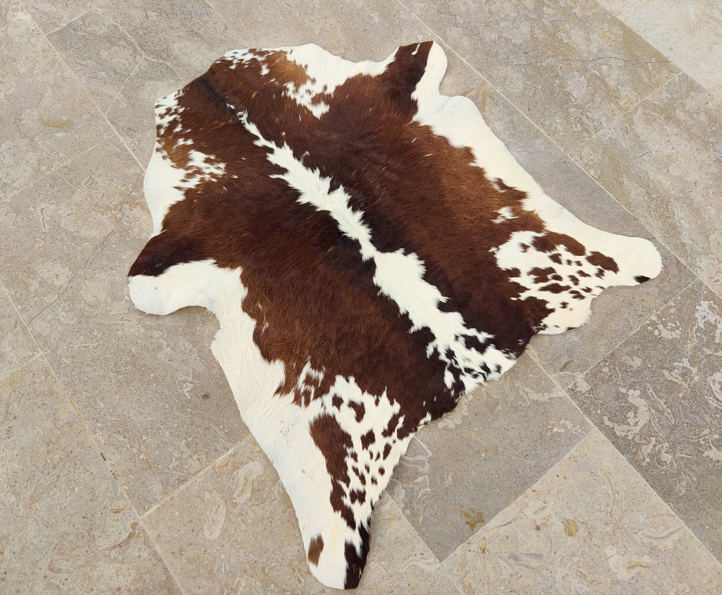Brazilian Tricolor Calfhide Rug – 100% Real Small Cowhide Leather Area Rug 6.9 Sqft | Exotic Hair-on-Hide Accent Decor by PinnacleVista