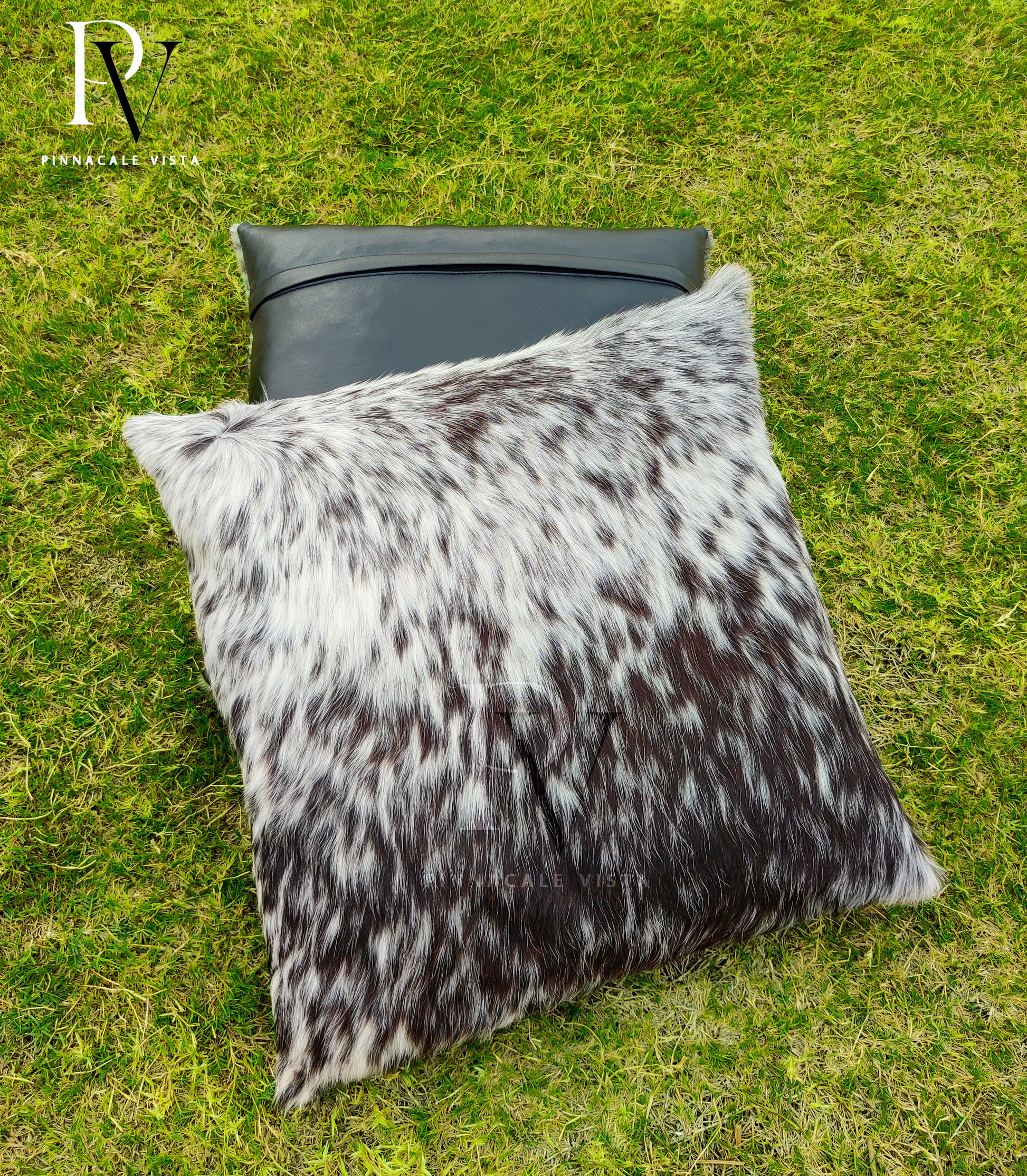 Tricolor Brown & White Cowhide Pillow Covers – 16x16” Genuine Brazilian Leather Cushion Case | Hair-on Hide Rustic Modern Decor by Pinnacle Vista