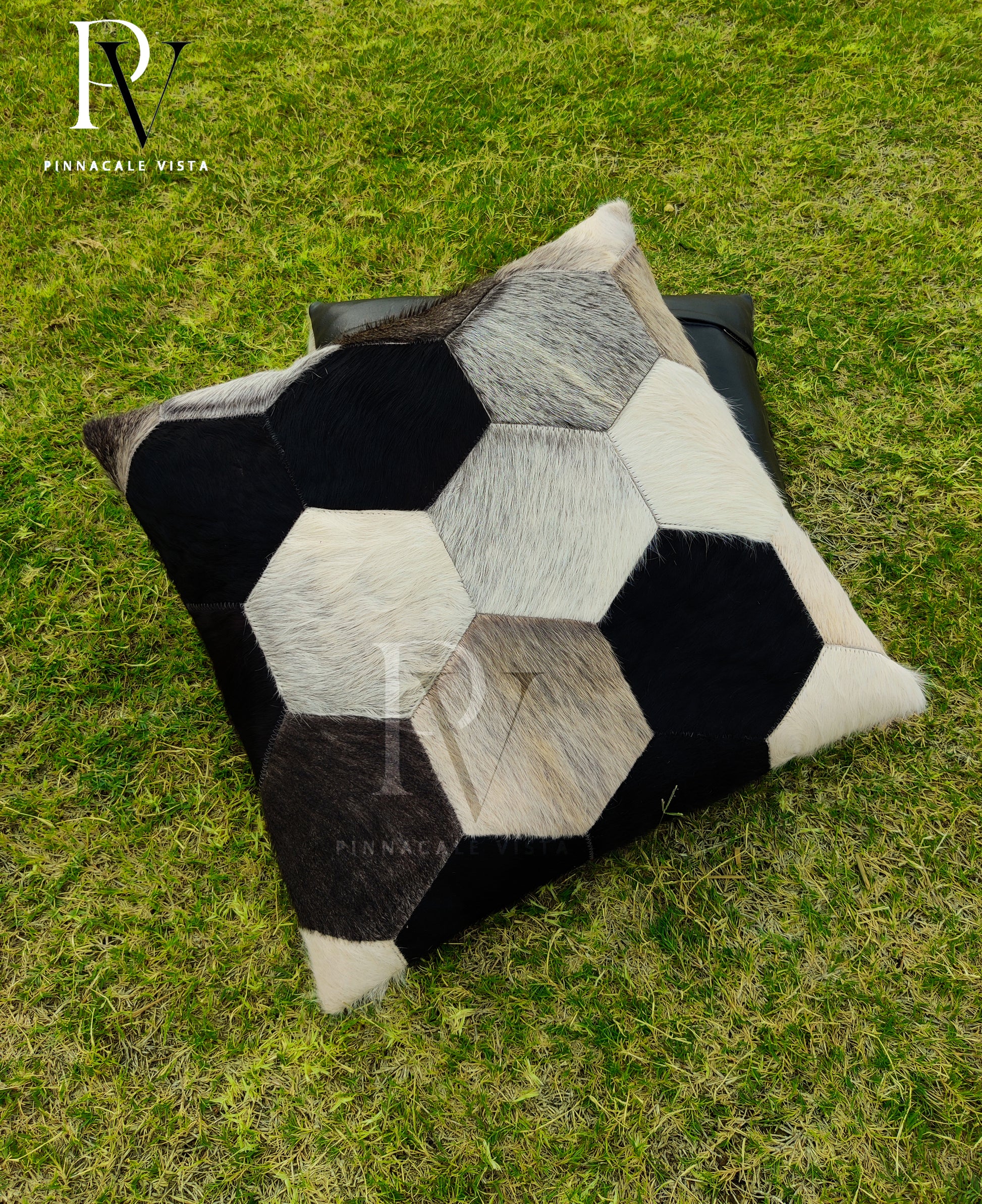 Tricolor Patchwork Cowhide Pillow Covers – 16x16” Real Brazilian Leather Cushion | Rustic Hair-on-Hide Throw Pillow by Pinnacle Vista