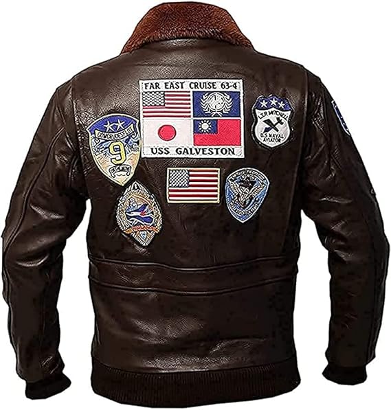 Top Gun G1 Bomber Jacket – Real Cowhide Leather Aviator Jacket with Brown Fur Collar | Pete Maverick Flight Jacket | Pinnacle Vista