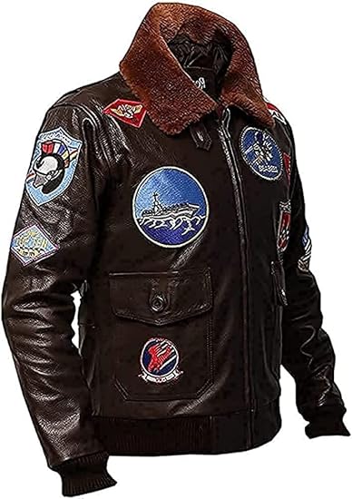 Top Gun G1 Bomber Jacket – Real Cowhide Leather Aviator Jacket with Brown Fur Collar | Pete Maverick Flight Jacket | Pinnacle Vista