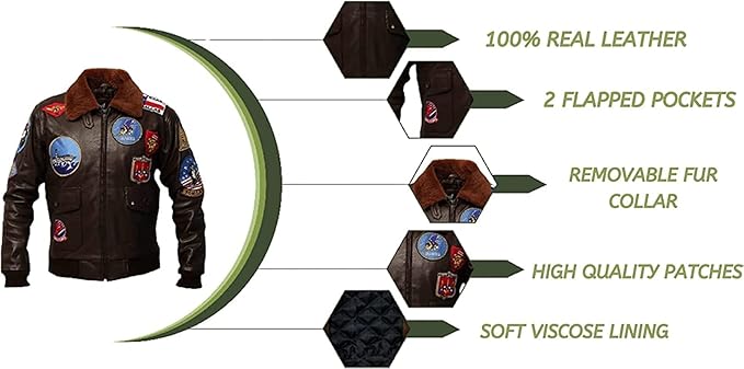 Top Gun G1 Bomber Jacket – Real Cowhide Leather Aviator Jacket with Brown Fur Collar | Pete Maverick Flight Jacket | Pinnacle Vista