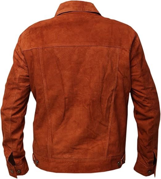 Men’s Brown Suede Leather Trucker Jacket – 100% Genuine Handmade Casual Coat | Pinnacle Vista