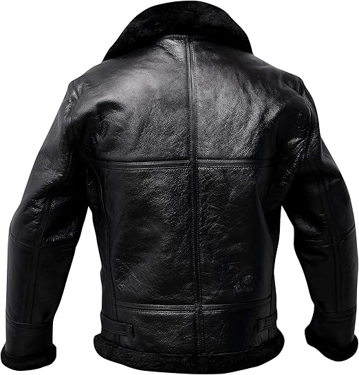 Men's B3 Bomber Aviator Jacket | Black Shearling Sheepskin Leather Winter Flight Jacket – Pinnacle Vista