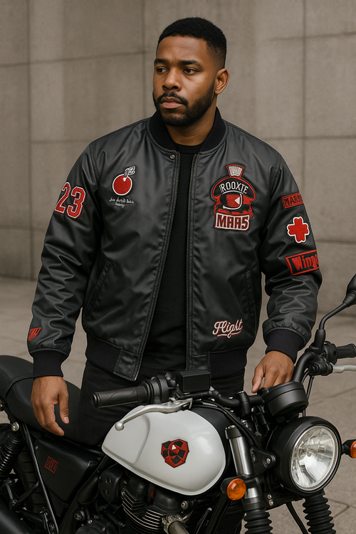 Air Jordan Marvin the Martian Black Leather Bomber Jacket