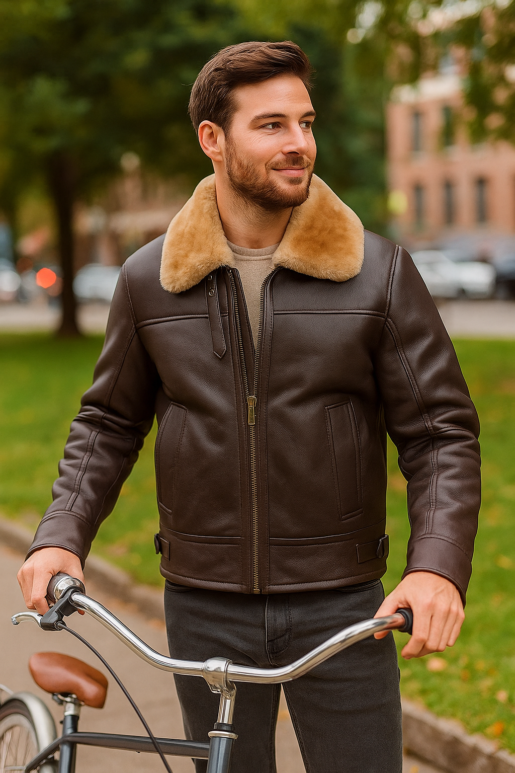 Men’s B3 Bomber Jacket – Real Ginger Shearling Sheepskin Leather Aviator Coat | Pinnacle Vista