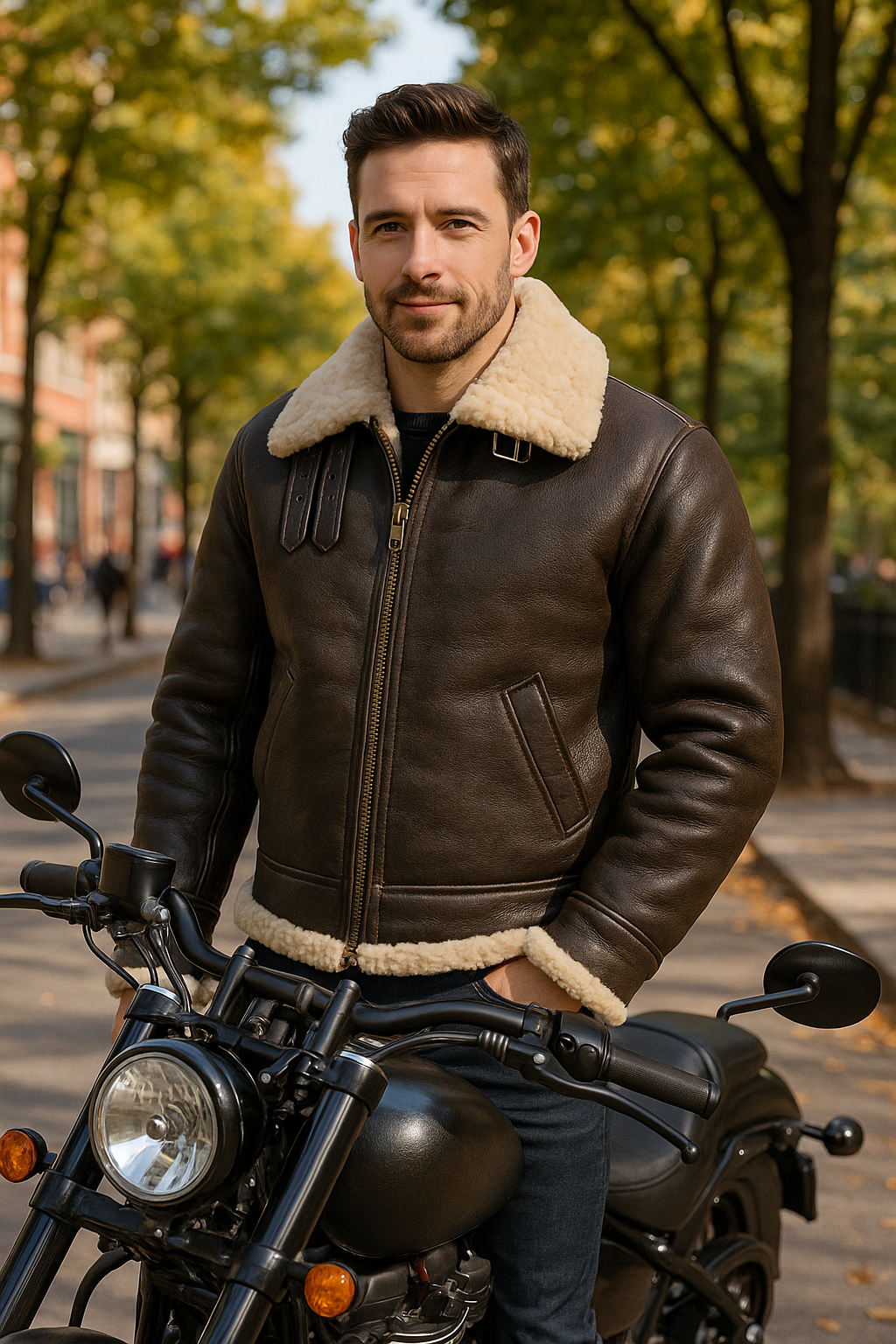 B3 Aviator Bomber Jacket – Real Sheepskin Leather RAF Flight Coat | WWII Pilot Shearling Jacket | Pinnacle Vista
