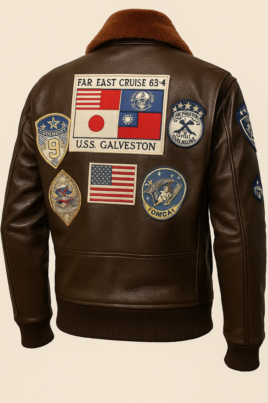 Top Gun G1 Bomber Jacket – Real Cowhide Leather Aviator Jacket with Brown Fur Collar | Pete Maverick Flight Jacket | Pinnacle Vista