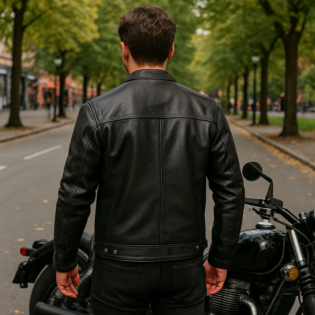Men's Black Real Cowhide Leather Biker Jacket – Vintage Slim Fit Motorcycle Coat | Pinnacle Vista