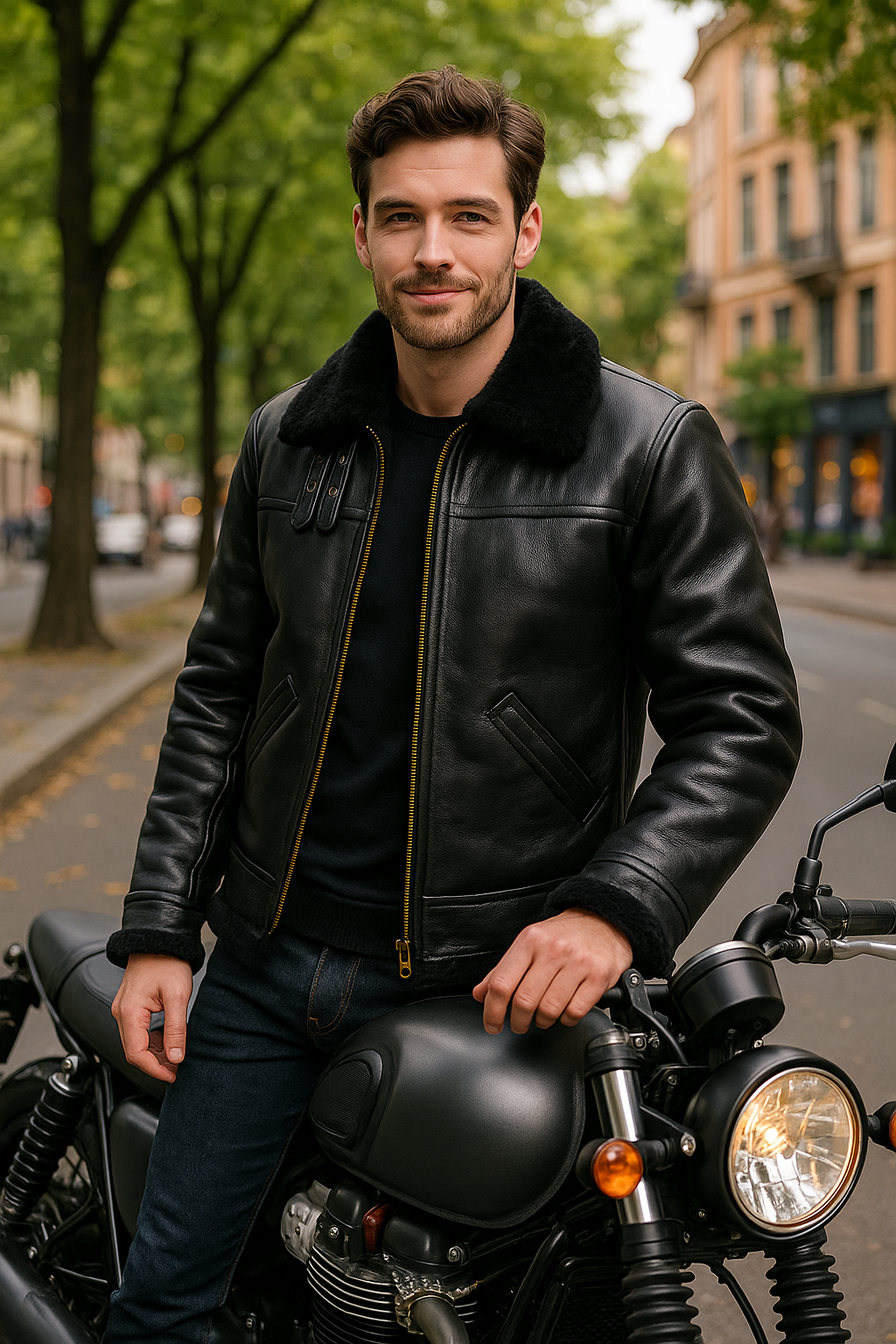 Men's B3 Bomber Aviator Jacket | Black Shearling Sheepskin Leather Winter Flight Jacket – Pinnacle Vista