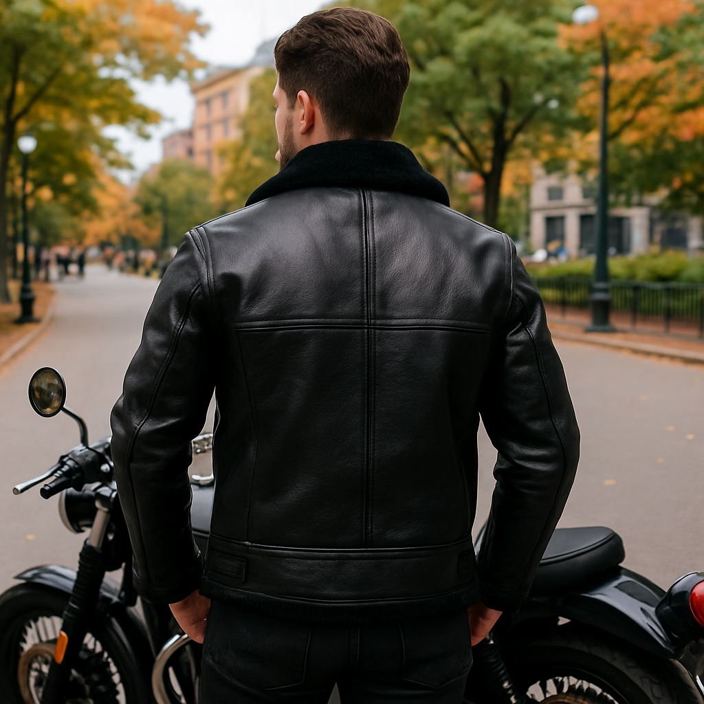 Men's B3 Bomber Aviator Jacket | Black Shearling Sheepskin Leather Winter Flight Jacket – Pinnacle Vista