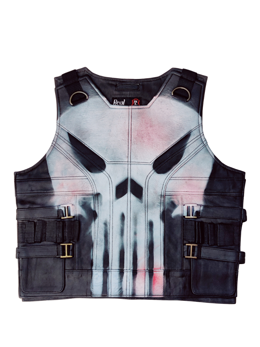 Men’s Black Tactical Punisher Leather Vest – Jon Bernthal Season 2 Inspired Biker Cosplay Outfit | Pinnacle Vista