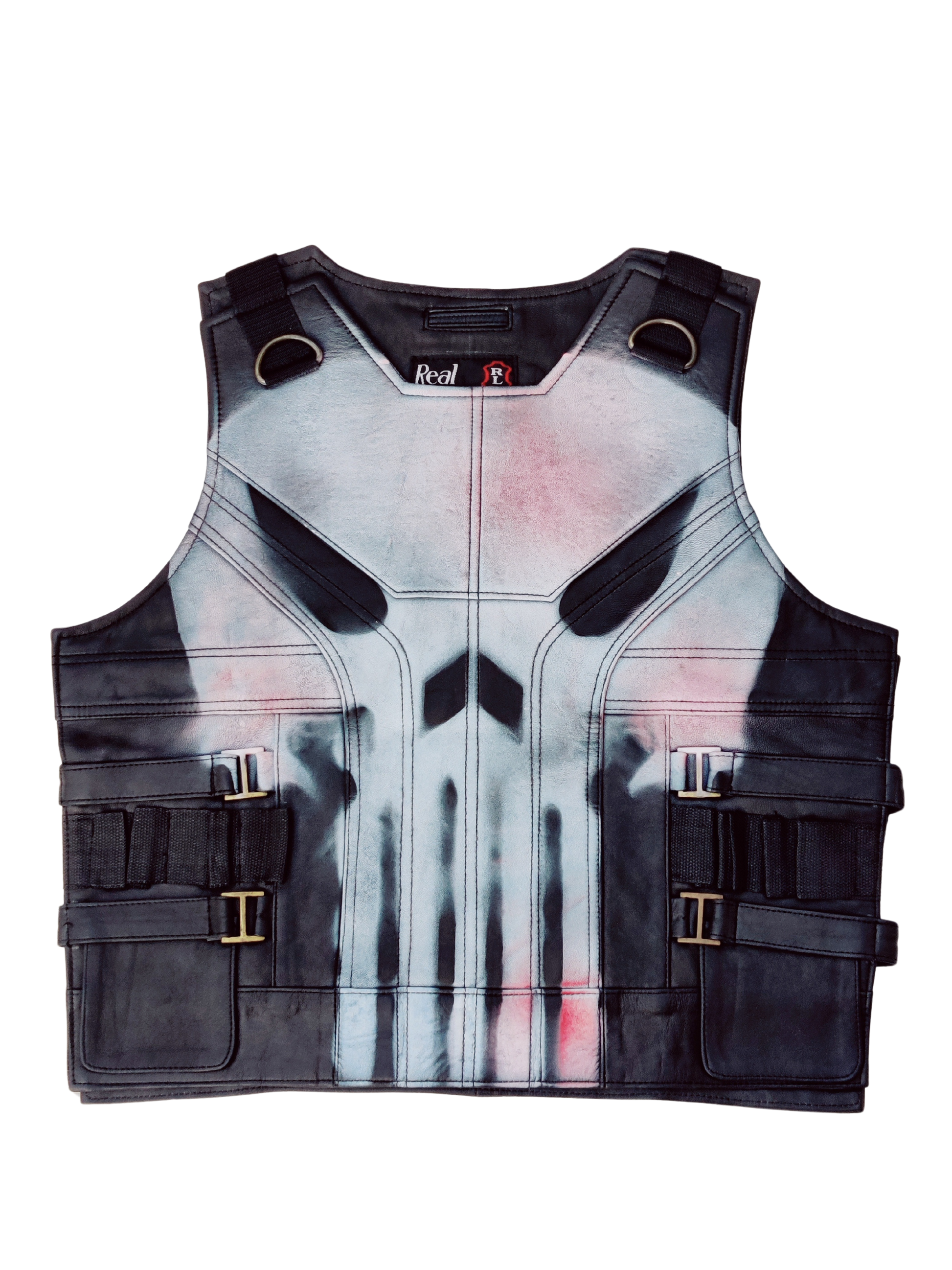 Men’s Black Tactical Punisher Leather Vest – Jon Bernthal Season 2 Inspired Biker Cosplay Outfit | Pinnacle Vista