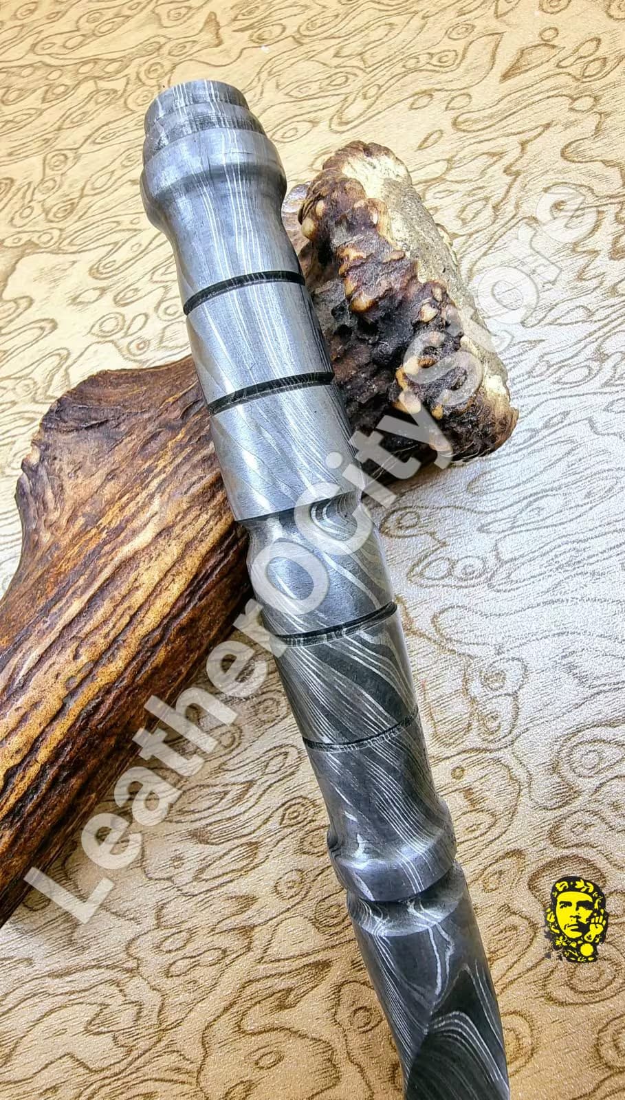 Custom Handmade 10" Kris Dagger – Damascus Steel Blade & Handle | Collectible Knife with Leather Sheath