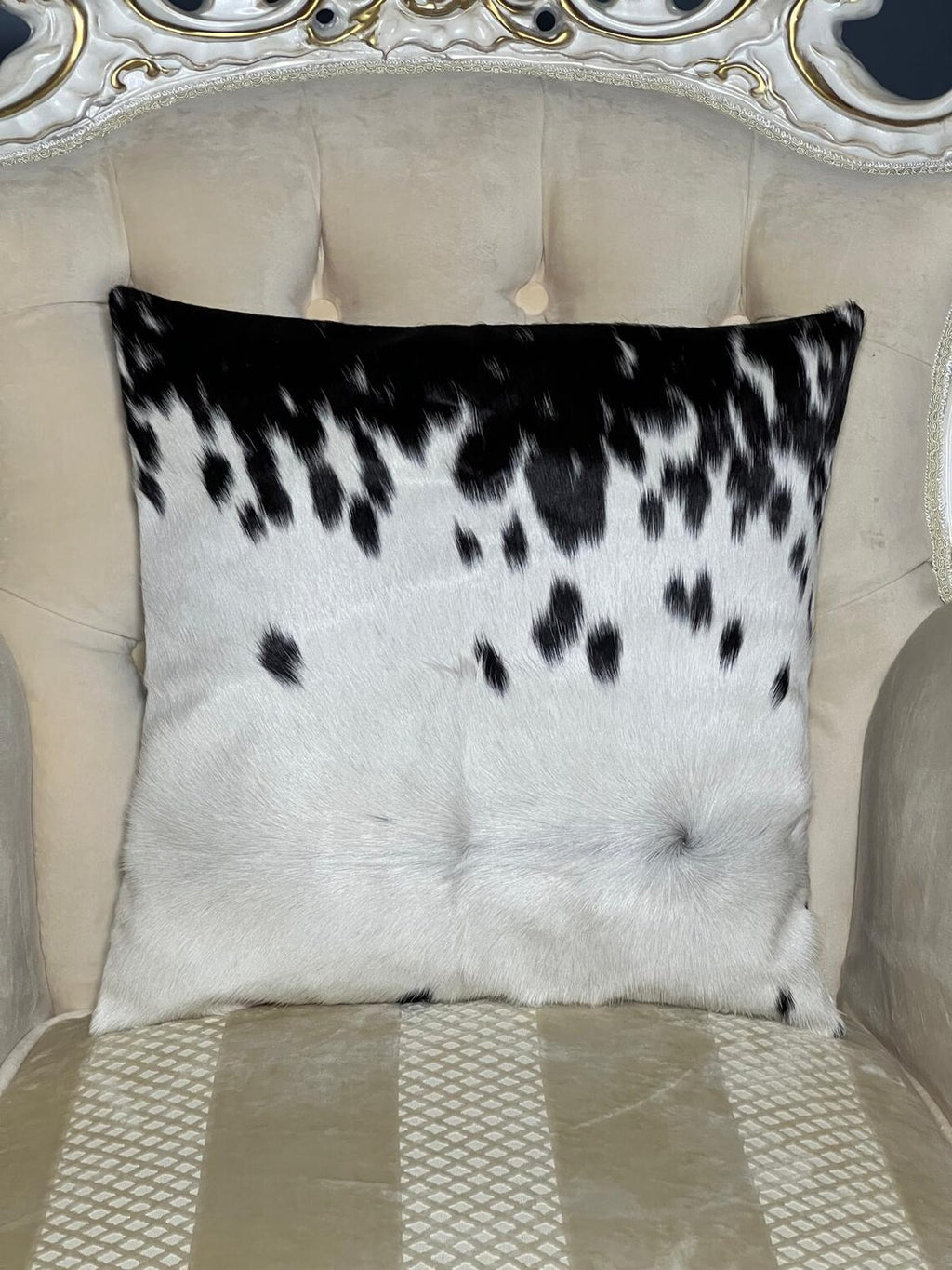 Black & White Cowhide Pillow Covers – 16x16 Handmade Hair-On-Hide Throw Cushion Covers | Rustic Western Home Decor by PinnacleVista