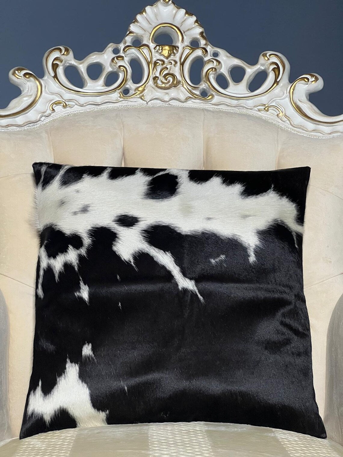 Black & White Cowhide Pillow Covers – 16x16 Handmade Hair-On-Hide Throw Cushion Covers | Rustic Western Home Decor by PinnacleVista
