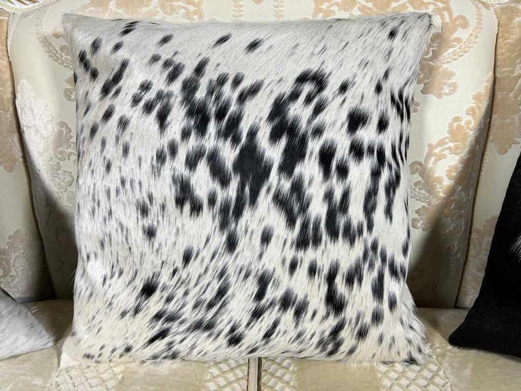Black & White Cowhide Pillow Covers – 16x16 Handmade Hair-On-Hide Throw Cushion Covers | Rustic Western Home Decor by PinnacleVista